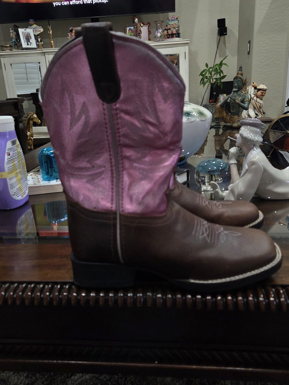 Shyanne Miss Molly Brown Foot with Pink Shaft Girls Western Cowboy Boots